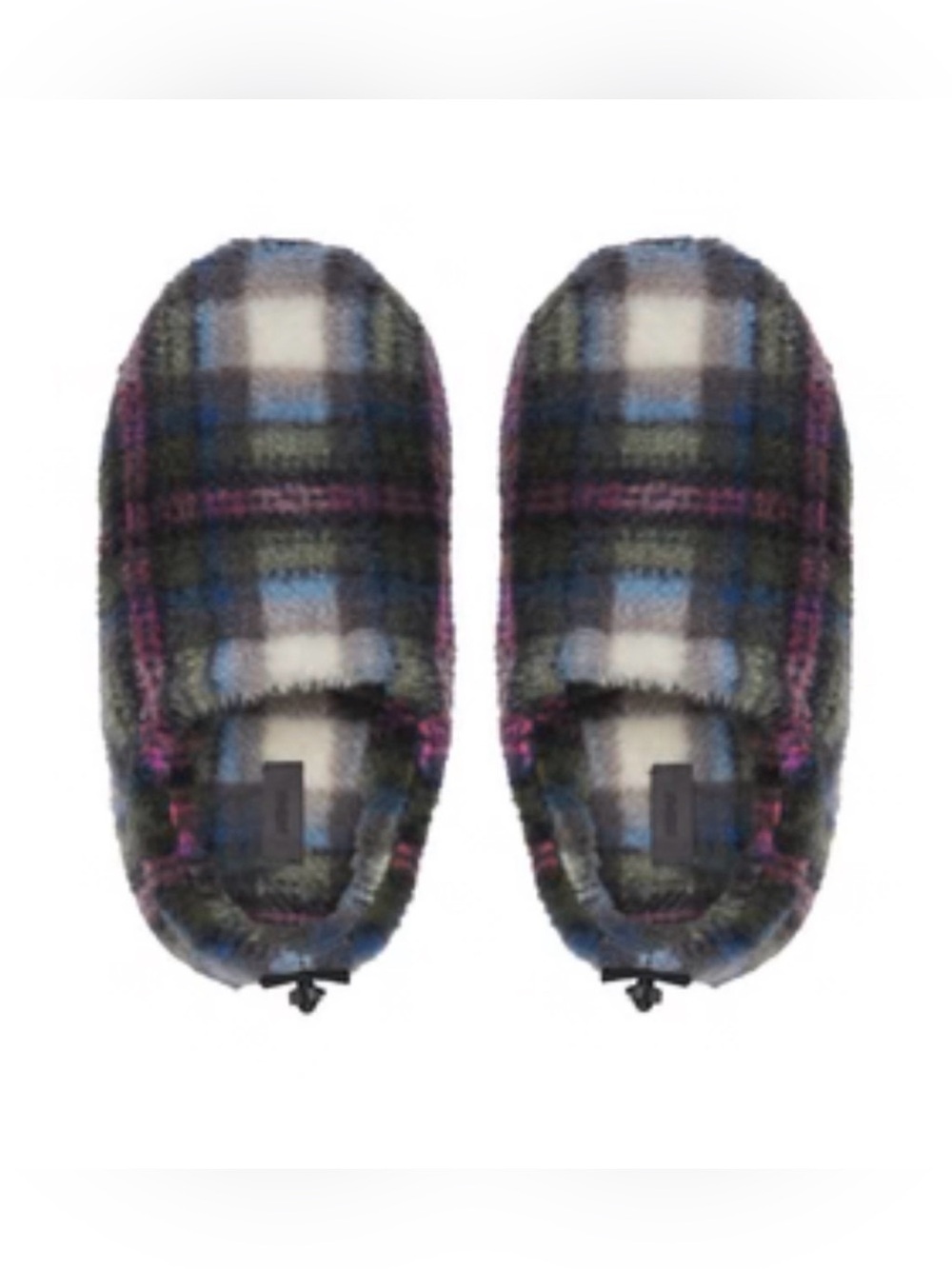SKIMS FLEECE SLEEP UNISEX SLIPPERS MULTI PLAID SZ 37
